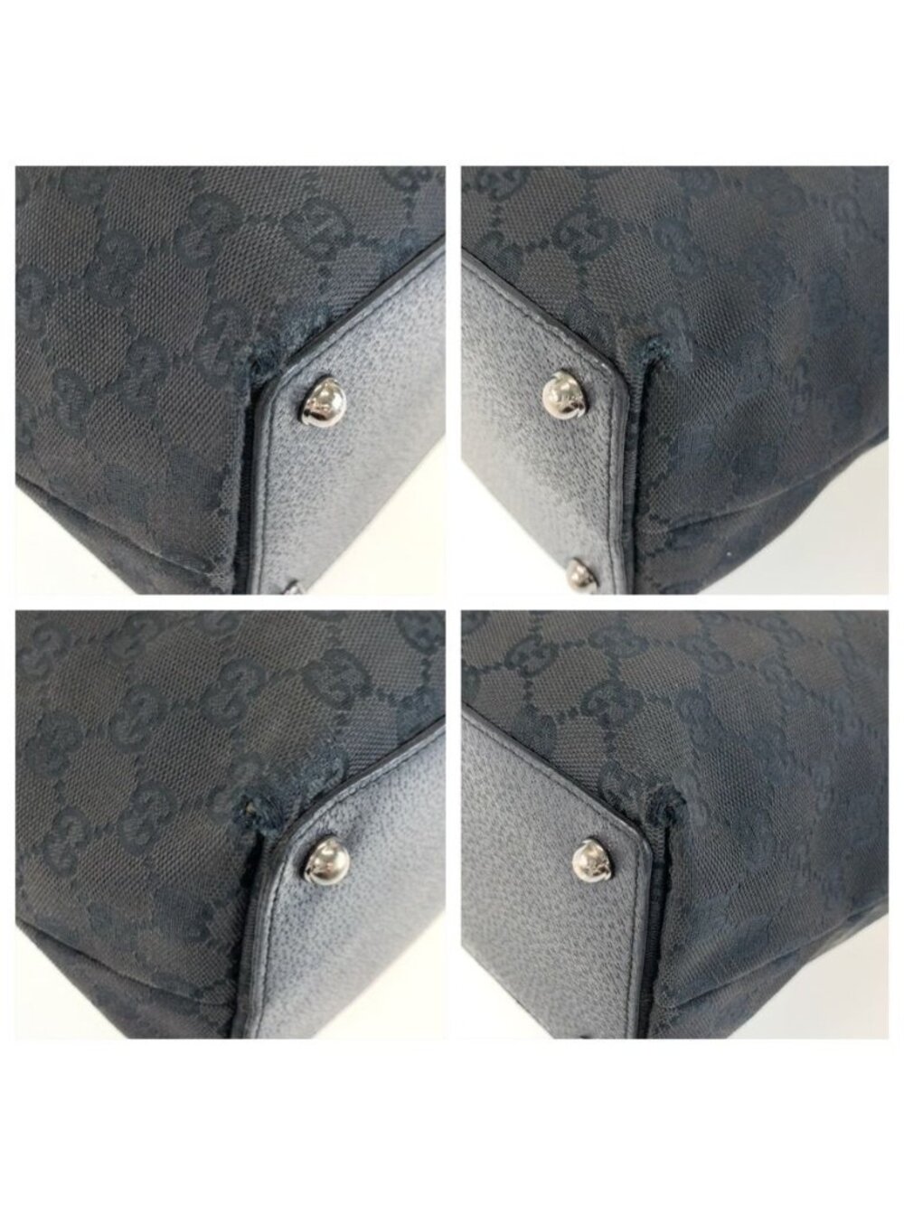 Gucci Black Silver GG Canvas Tote Shoulder Bag - Picture 4 of 9